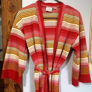 Vintage cardigan, size Large. Wide 3/4 sleeves. Very 70's